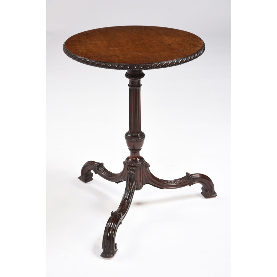 Antique English Carved Mahogany Tripod Table