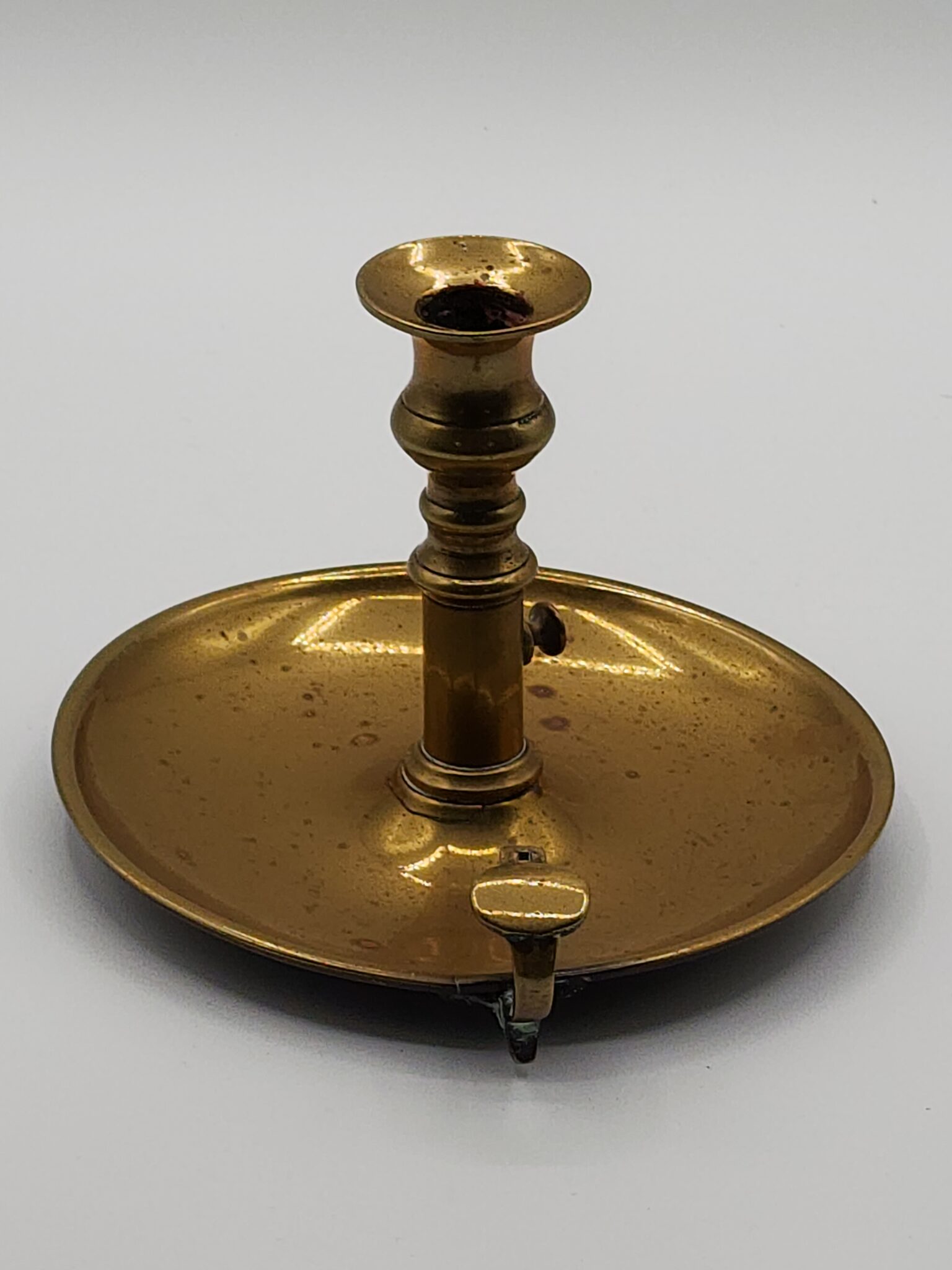 Antique English Brass Chamberstick English Antiques - Caledonian, Inc.  Barrington, Il - 60010 (847) 381-0569