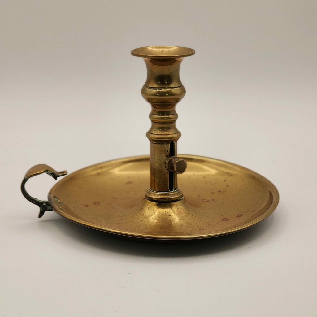 Antique English Brass Chamberstick English Antiques - Caledonian, Inc.  Barrington, Il - 60010 (847) 381-0569